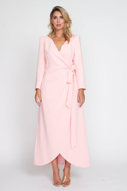 Baby Pink Corporate Wrap Dress