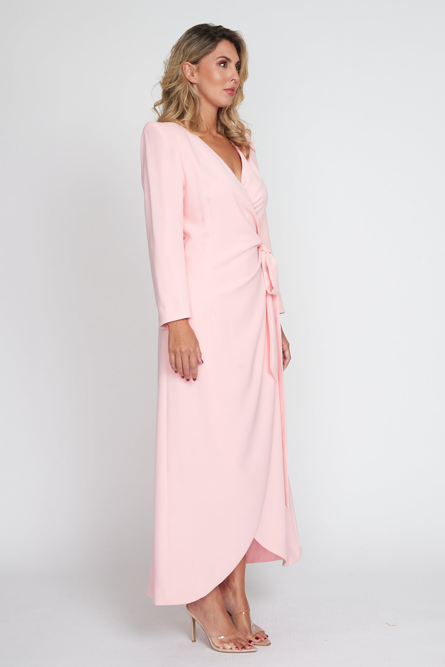 Baby Pink Corporate Wrap Dress