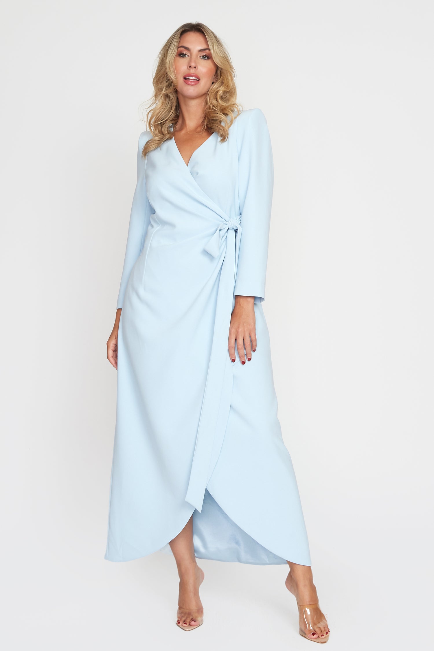 Baby Blue Corporate Wrap Dress