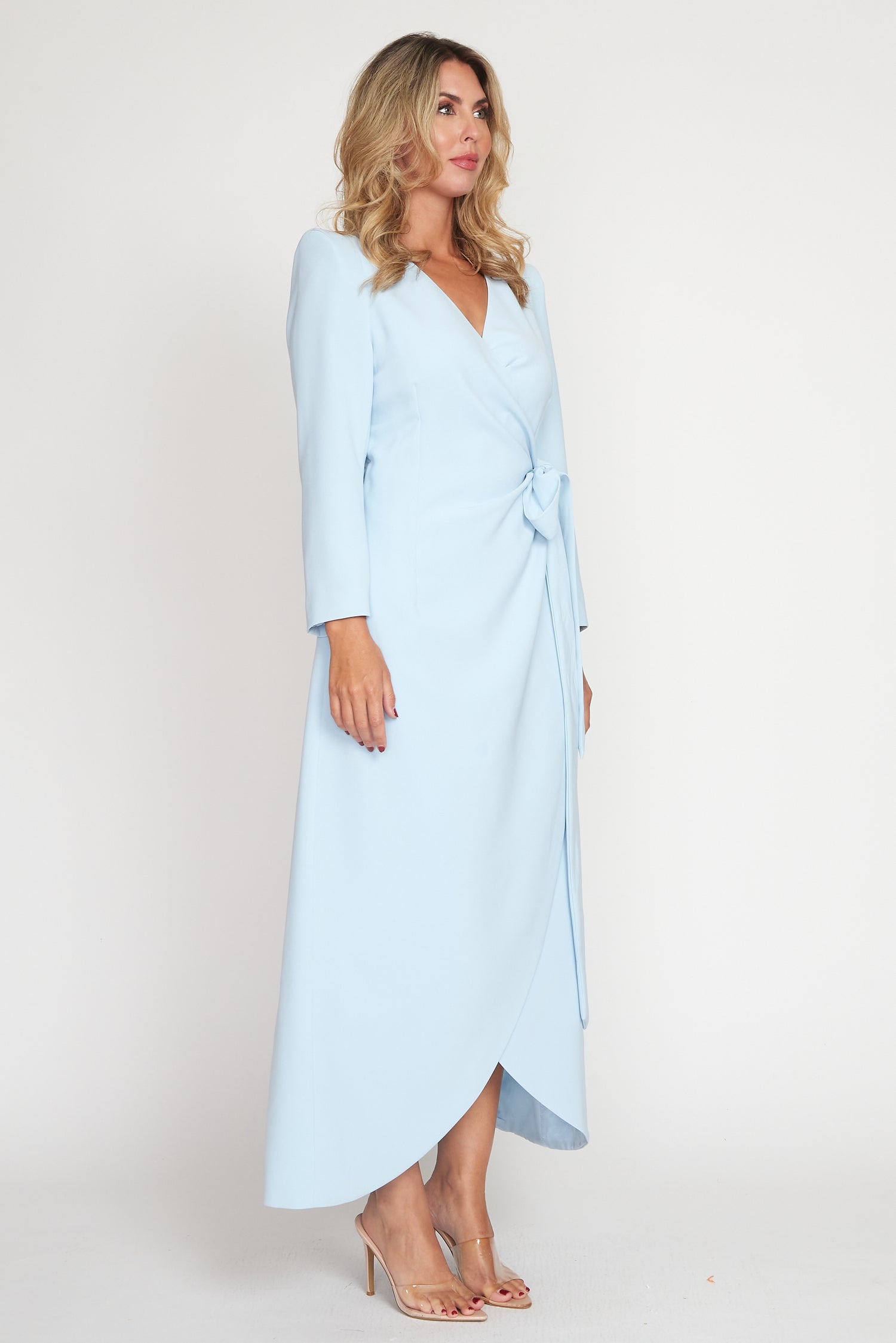 Baby Blue Corporate Wrap Dress