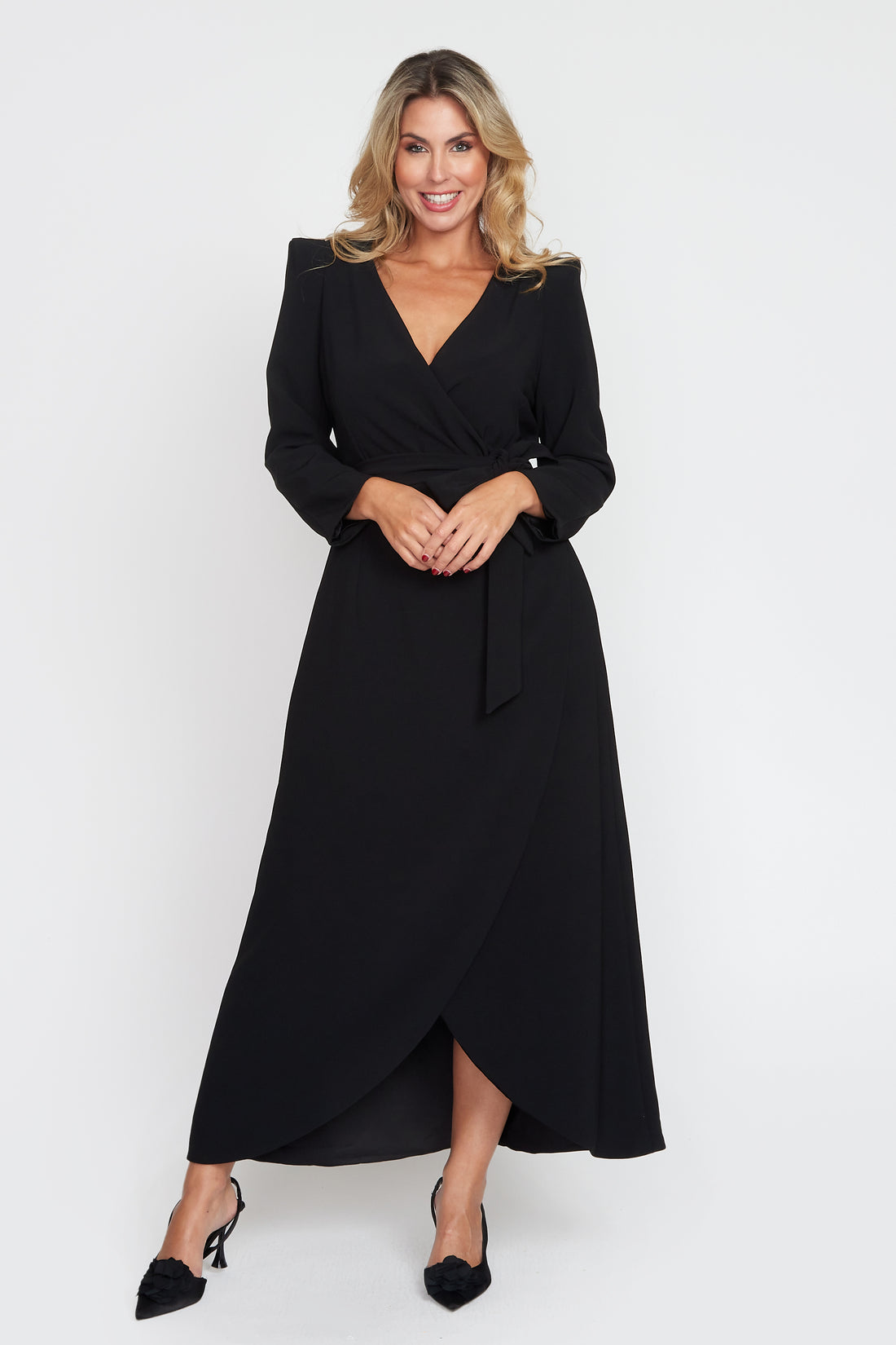 Black Corporate Wrap Dress