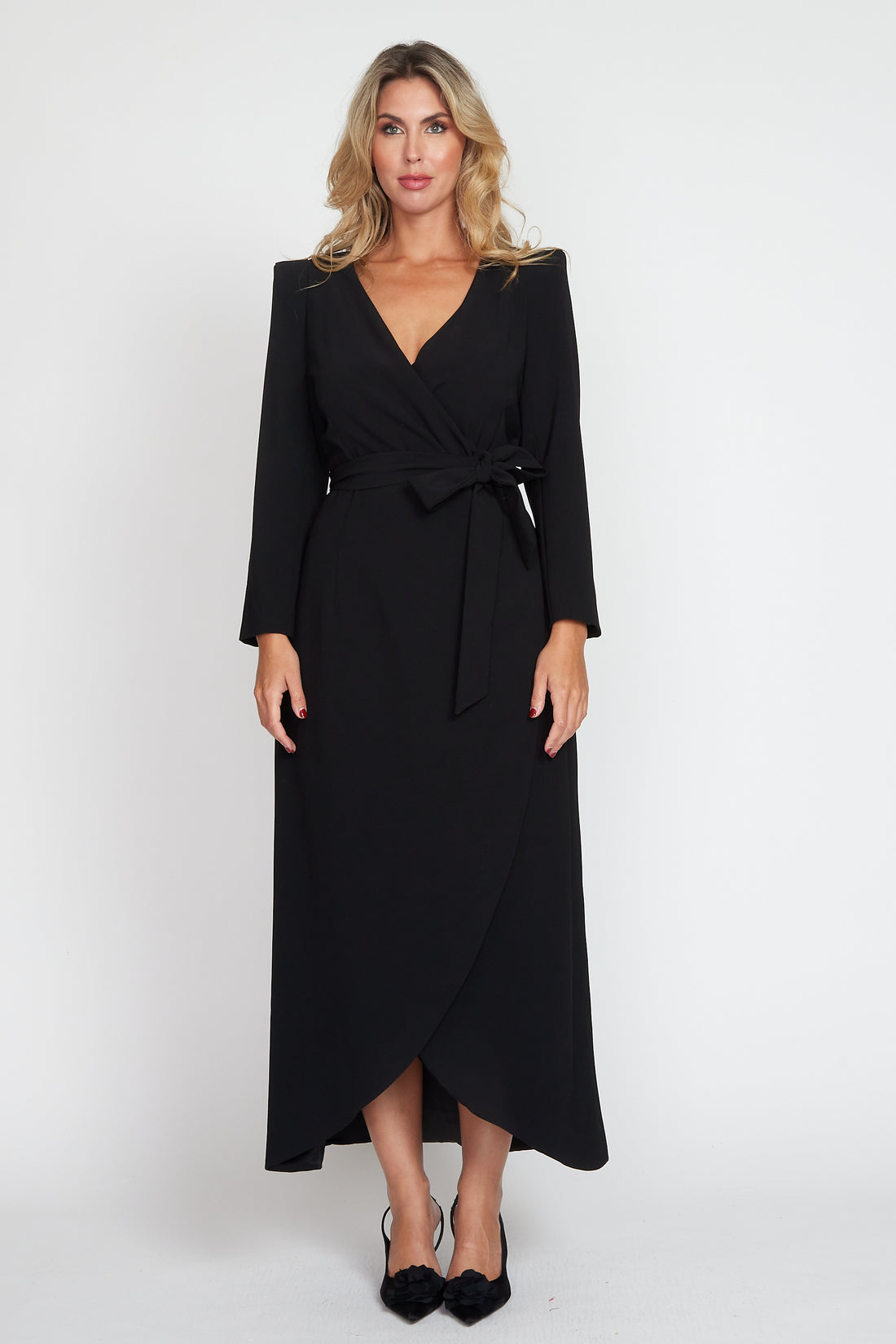 Black Corporate Wrap Dress