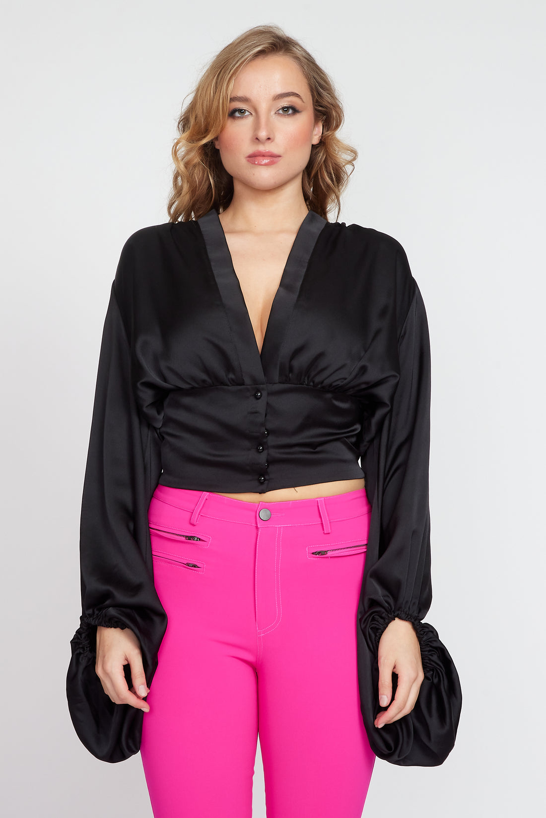 Black Bubble Sleve Top