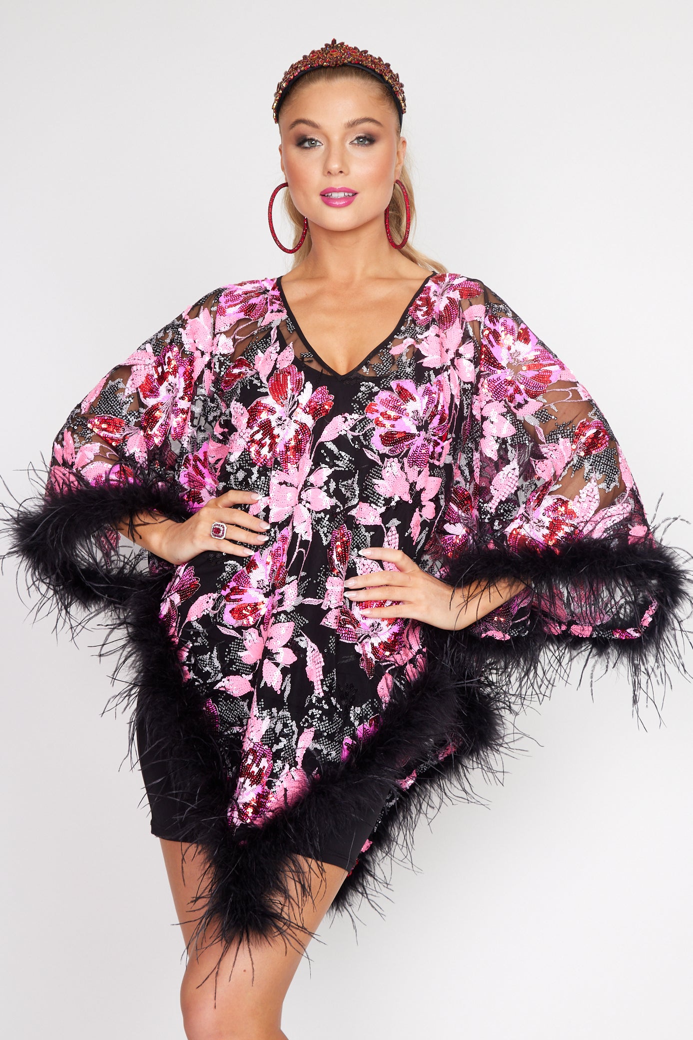 Cherry Blossom Sequin Poncho