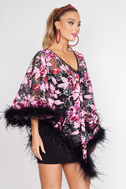 Cherry Blossom Sequin Poncho