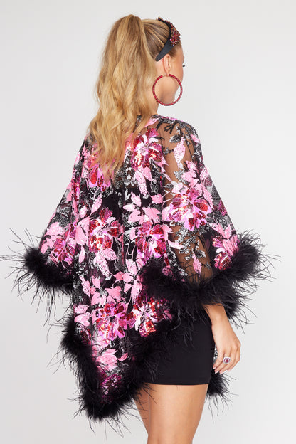 Cherry Blossom Sequin Poncho