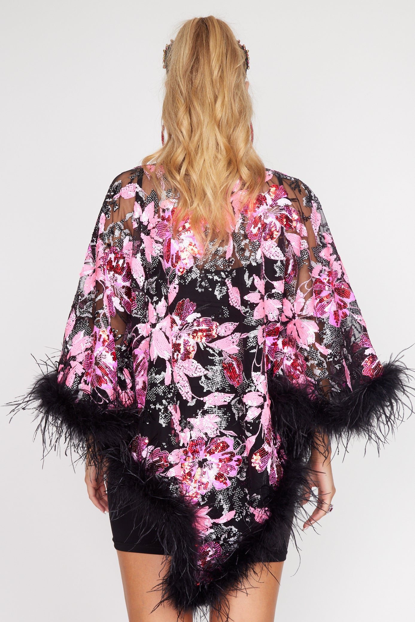 Cherry Blossom Sequin Poncho