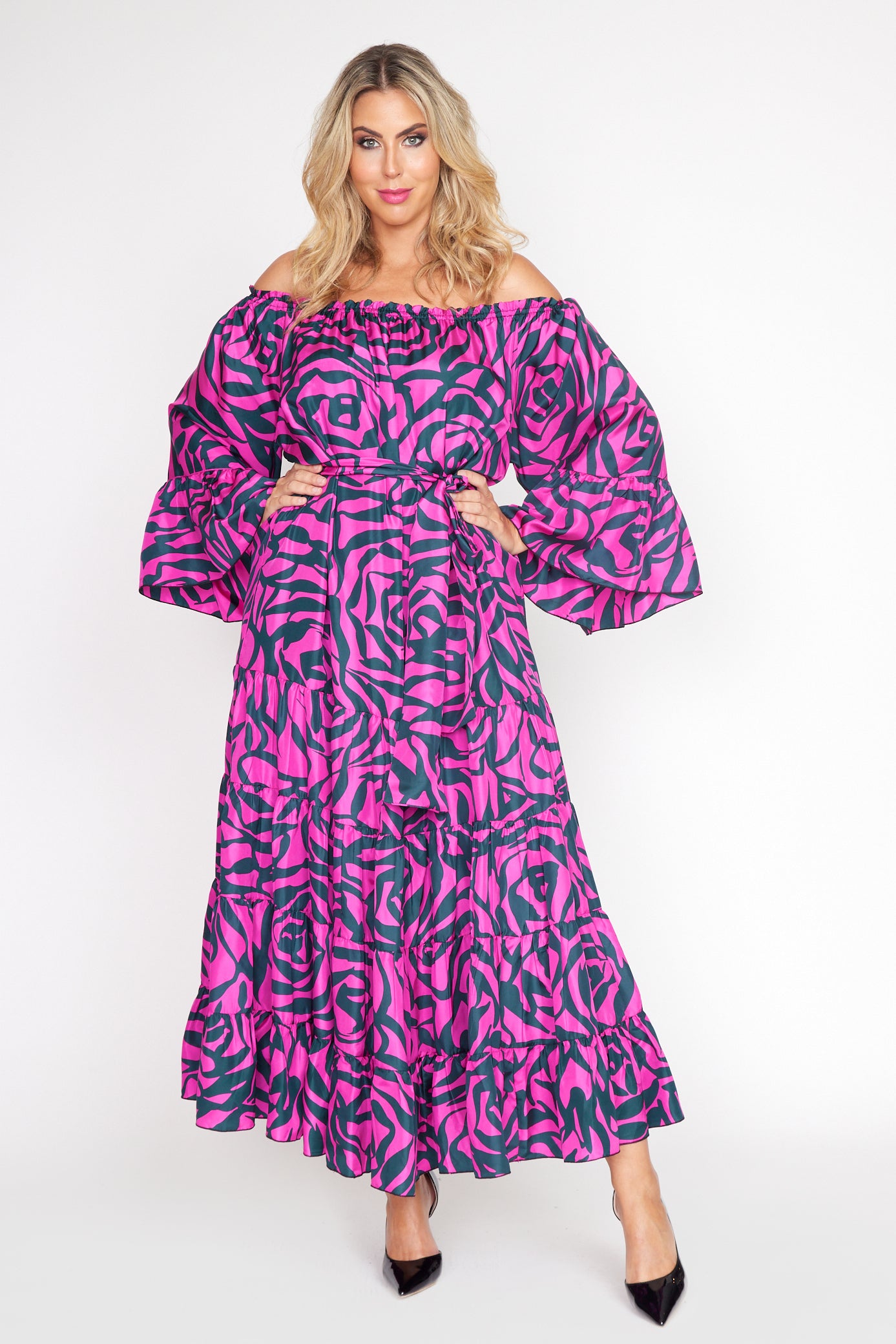 Cerise and Black Zebra Rose Gypsy Dress