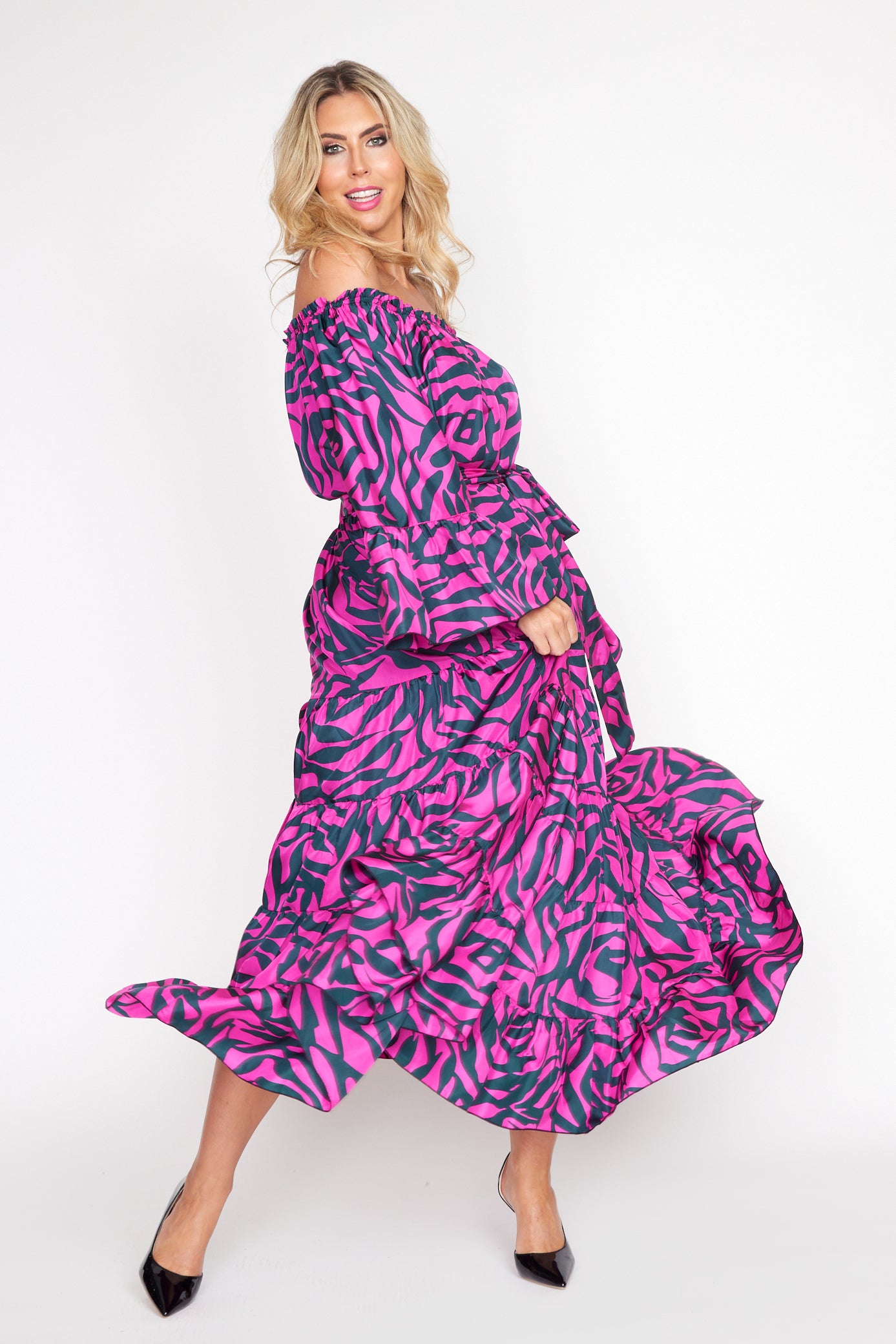 Cerise and Black Zebra Rose Gypsy Dress