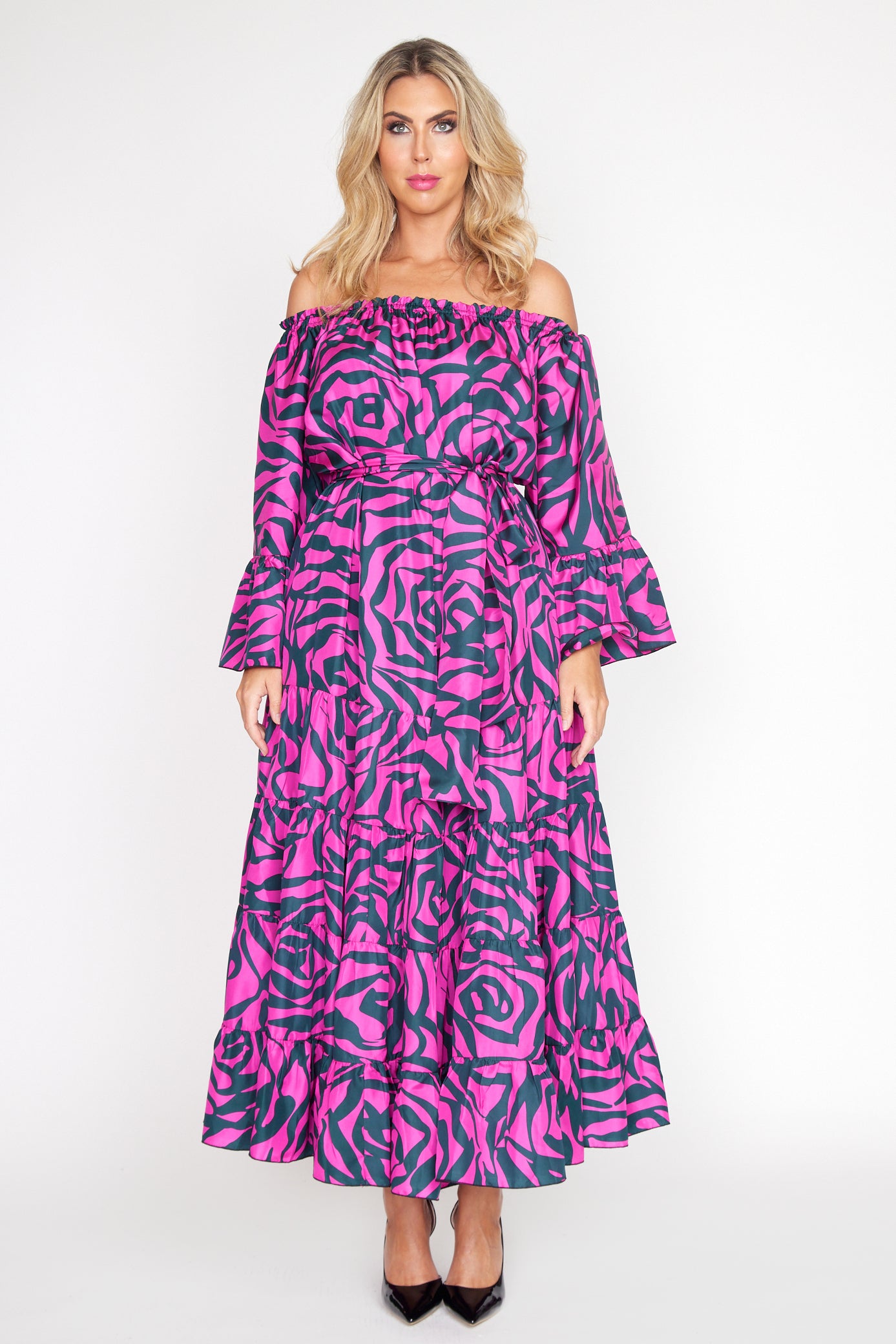 Cerise and Black Zebra Rose Gypsy Dress