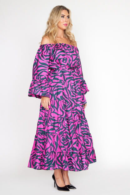 Cerise and Black Zebra Rose Gypsy Dress