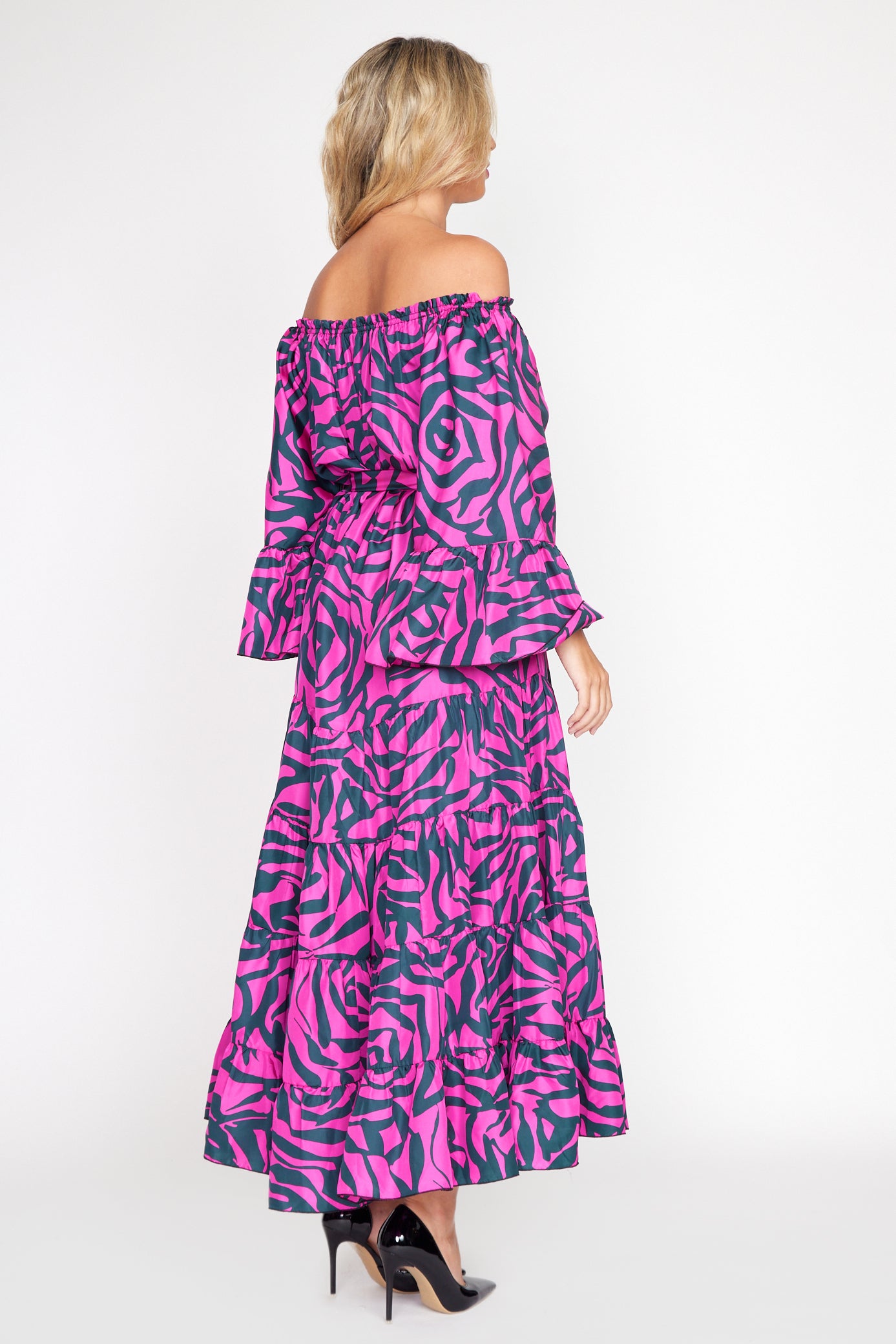 Cerise and Black Zebra Rose Gypsy Dress