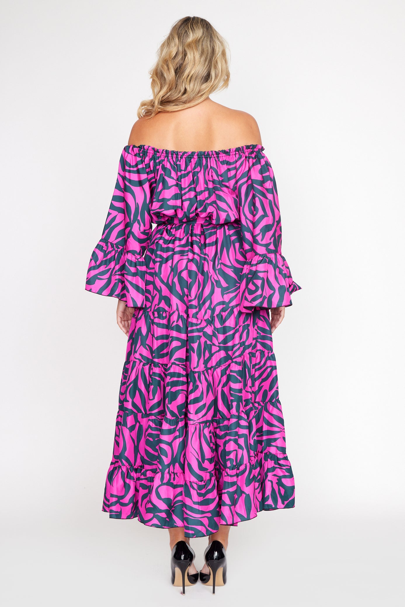 Cerise and Black Zebra Rose Gypsy Dress