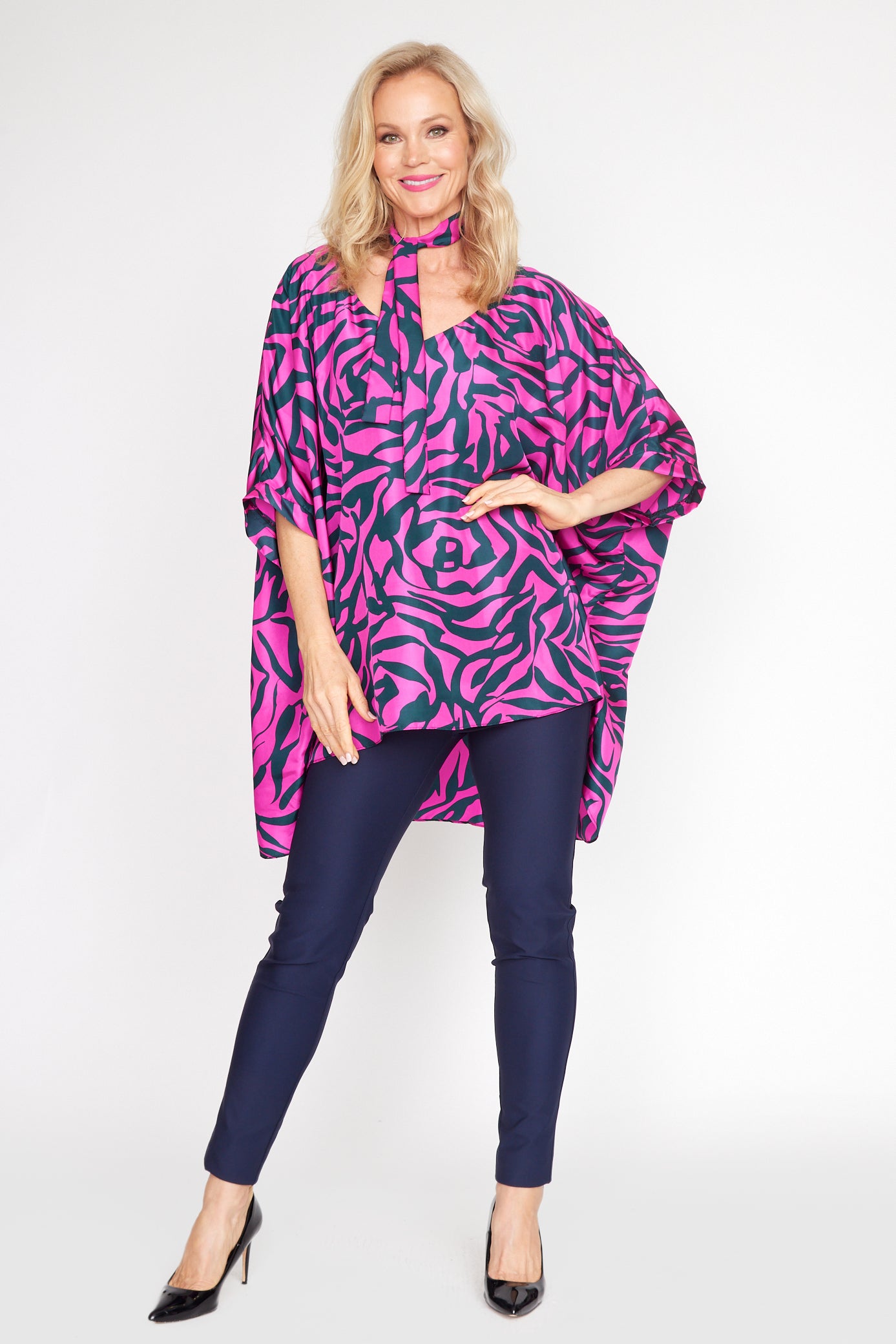 Cerise and Black Zebra Rose Holiday Top