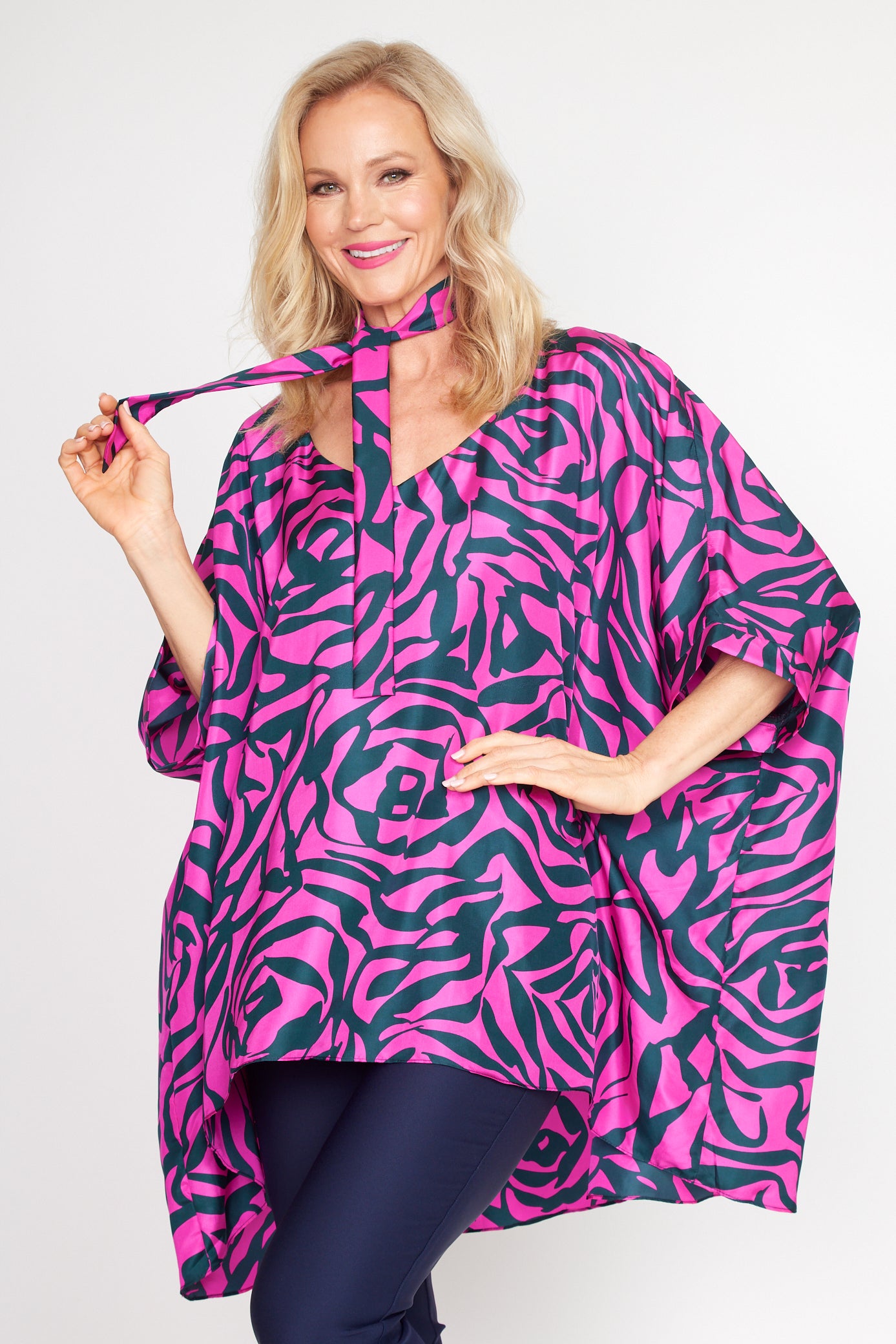 Cerise and Black Zebra Rose Holiday Top