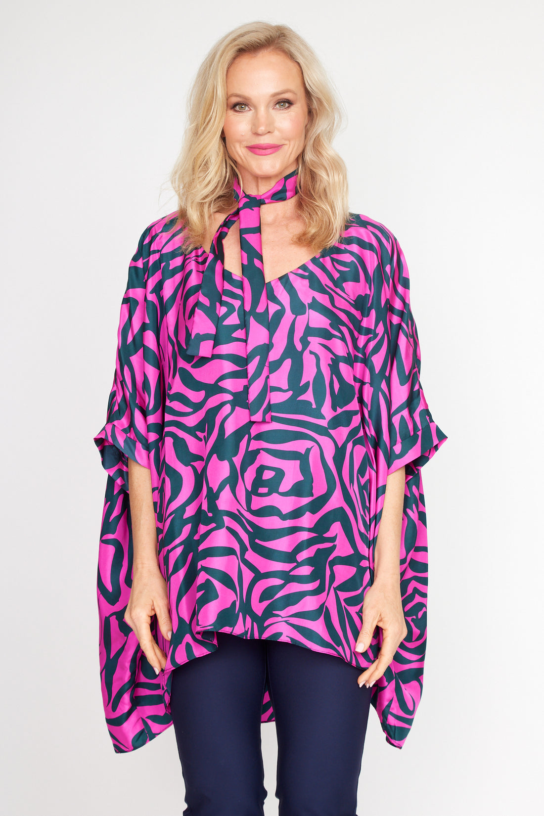 Cerise and Black Zebra Rose Holiday Top