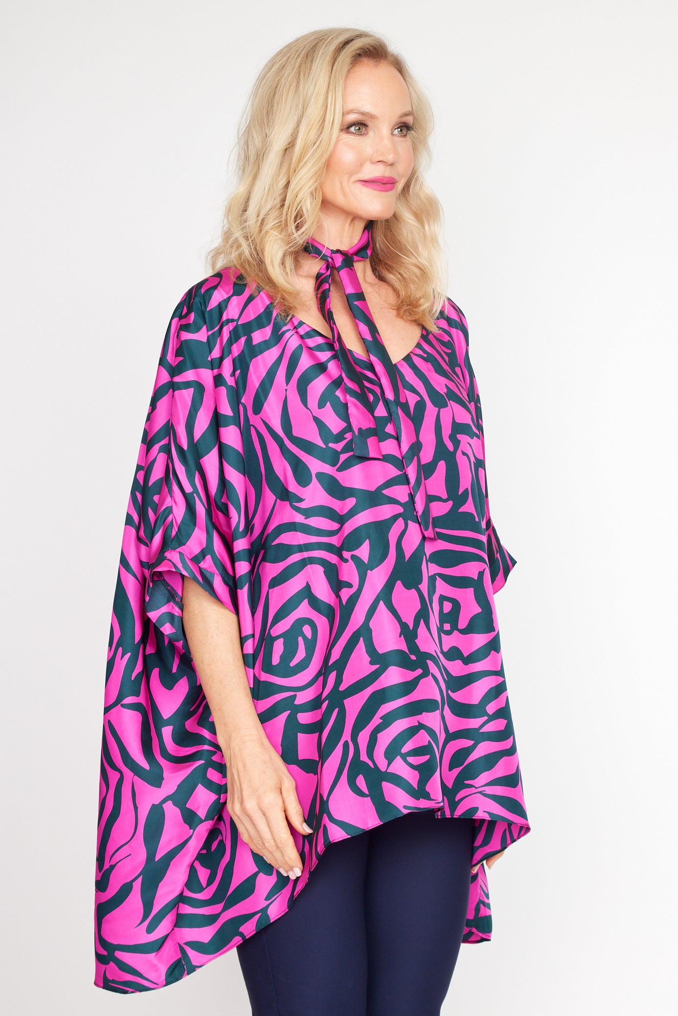 Cerise and Black Zebra Rose Holiday Top