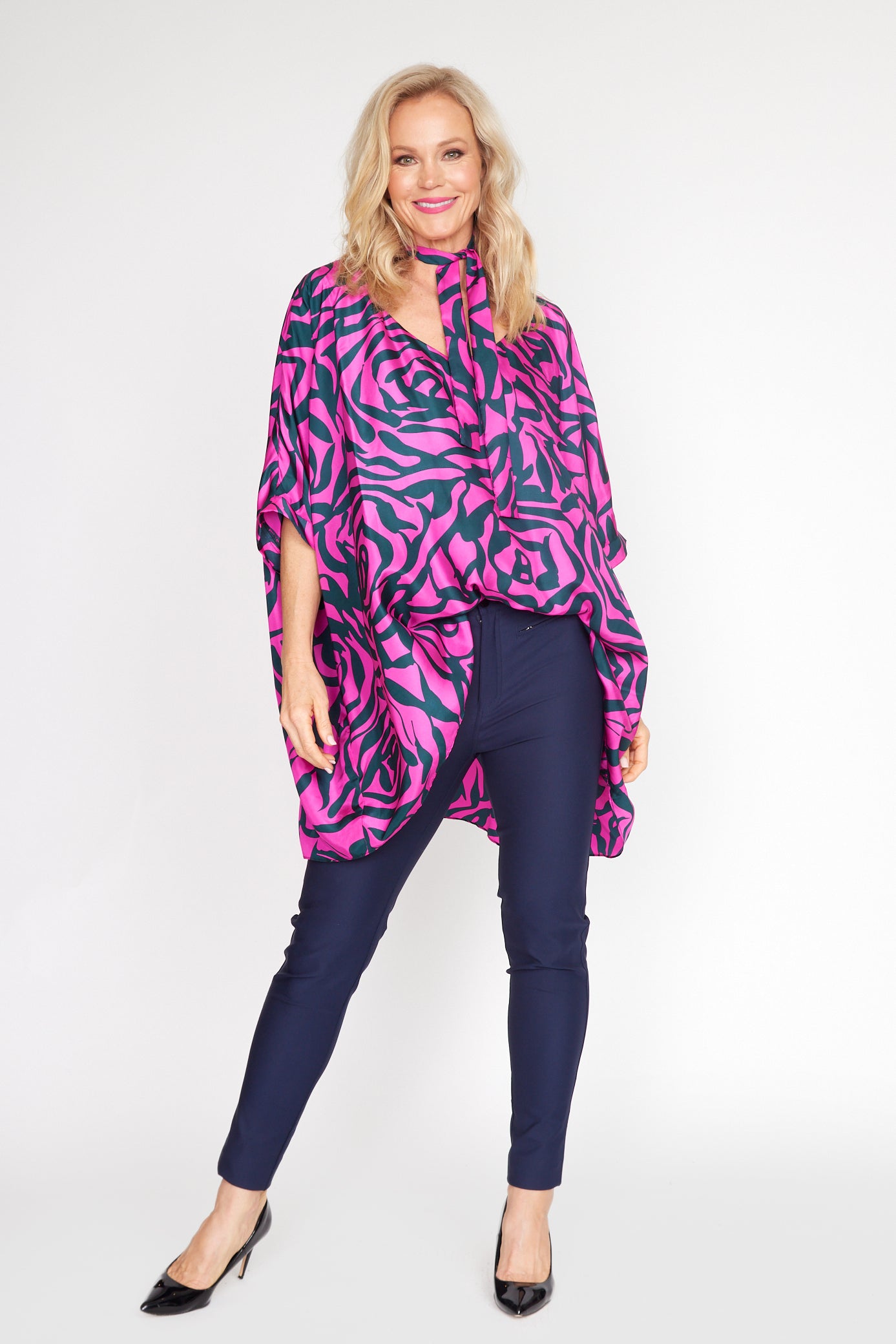 Cerise and Black Zebra Rose Holiday Top