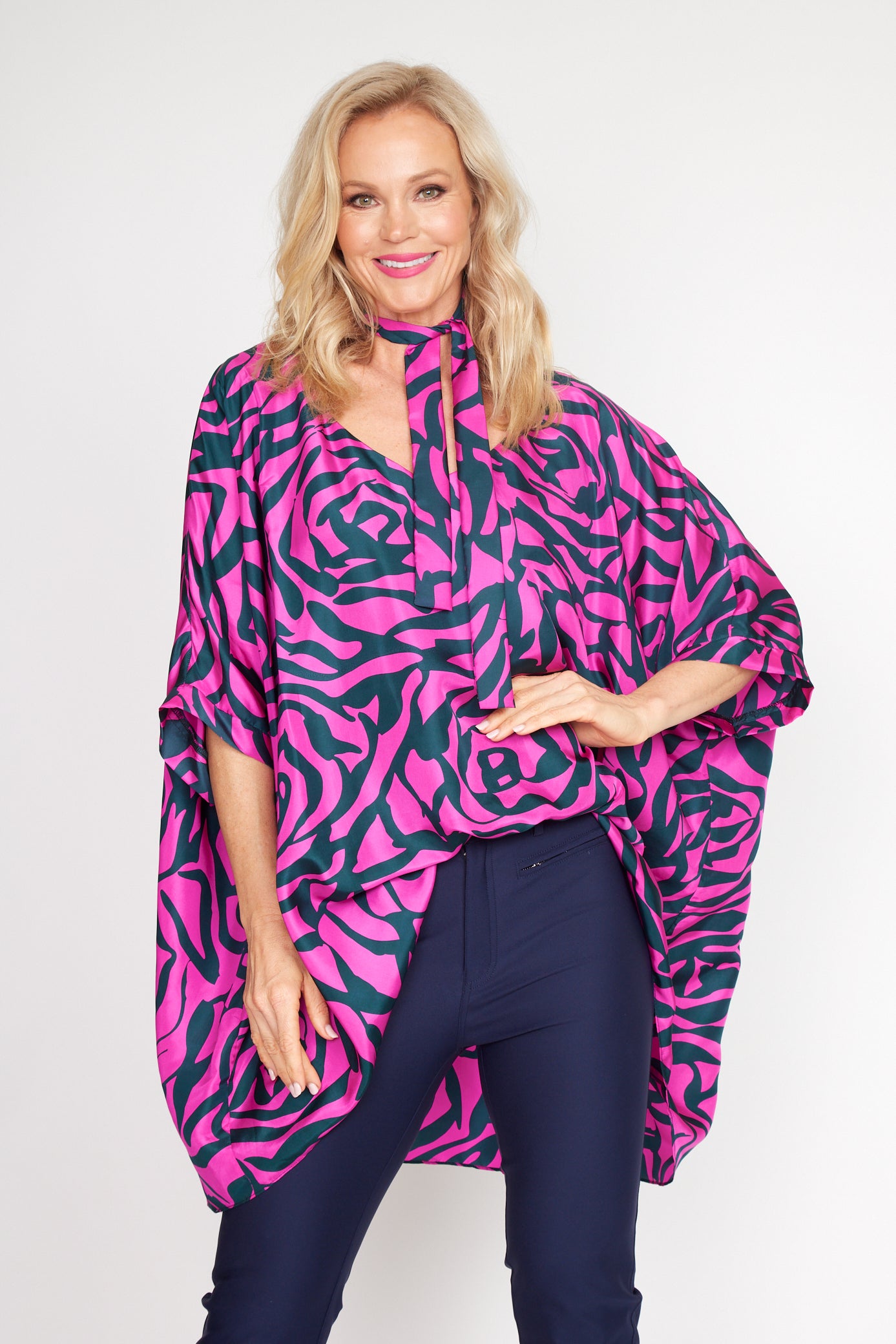 Cerise and Black Zebra Rose Holiday Top