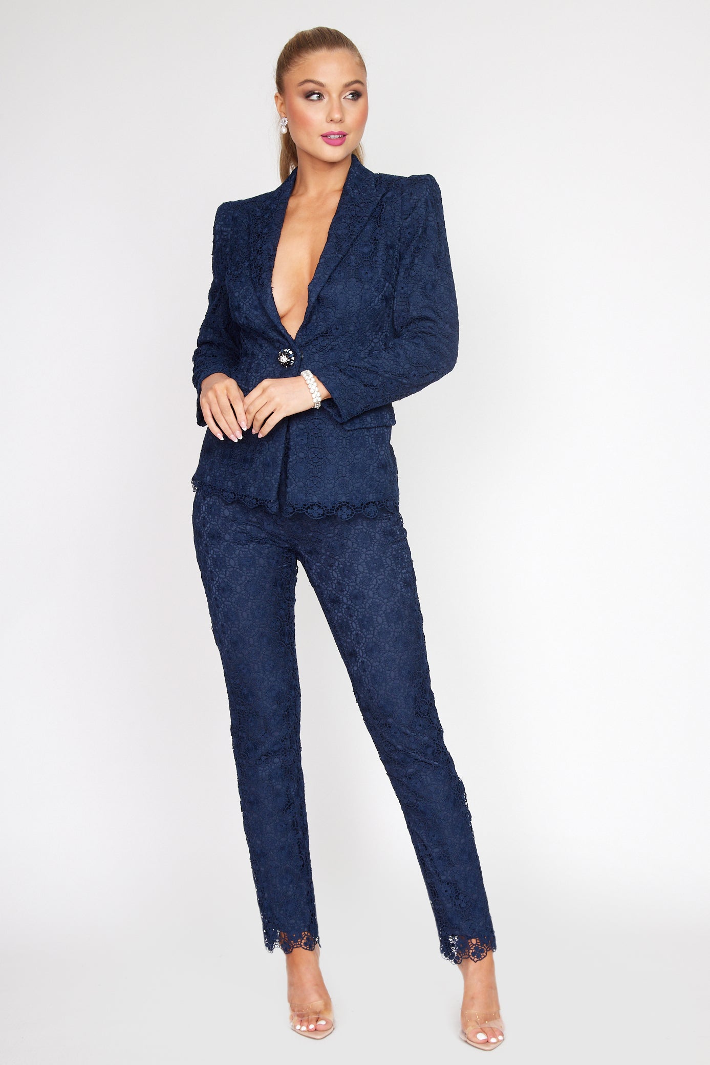 Navy Lace Pant