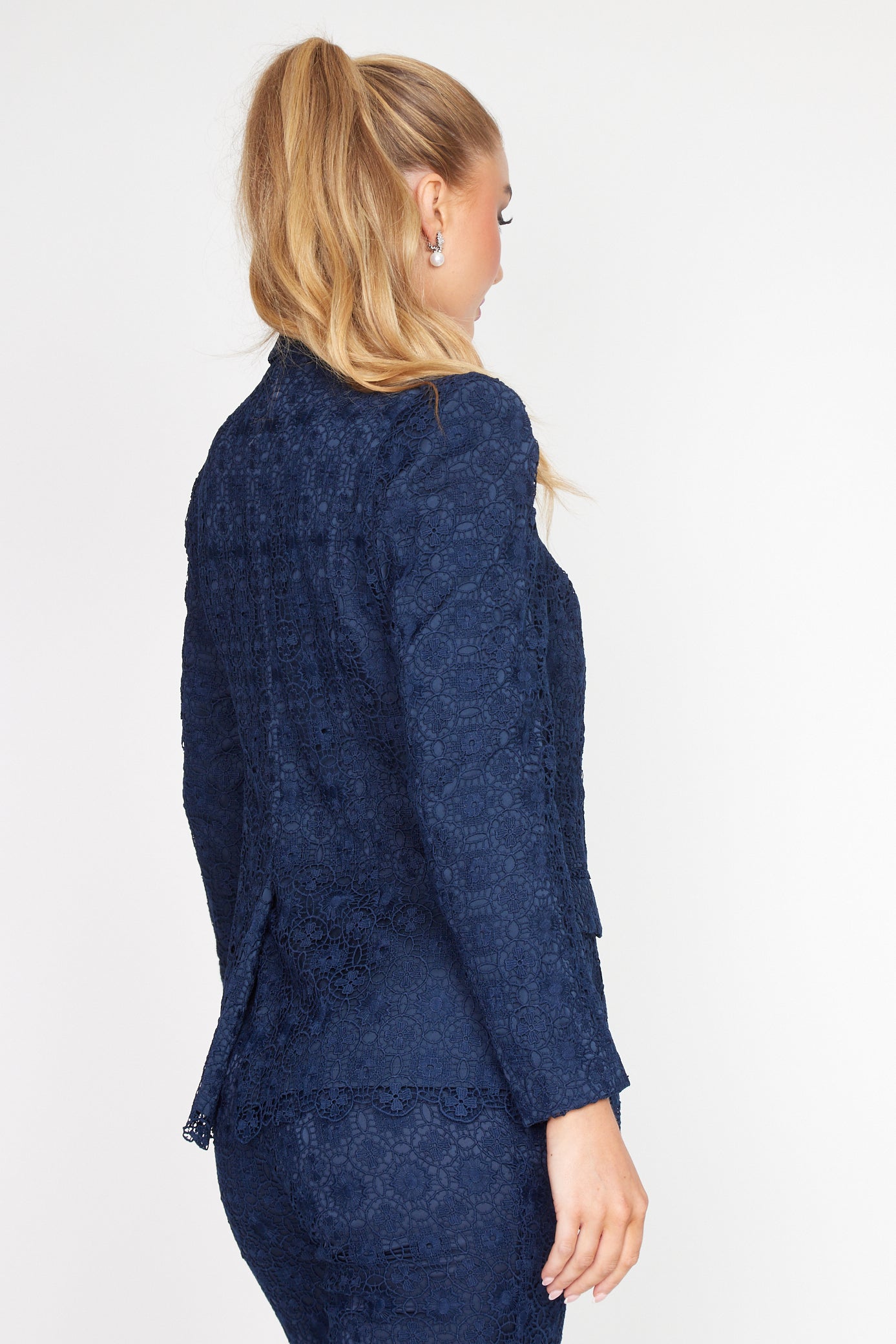 Navy Lace Blazer