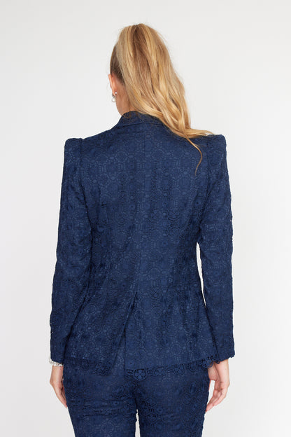 Navy Lace Blazer