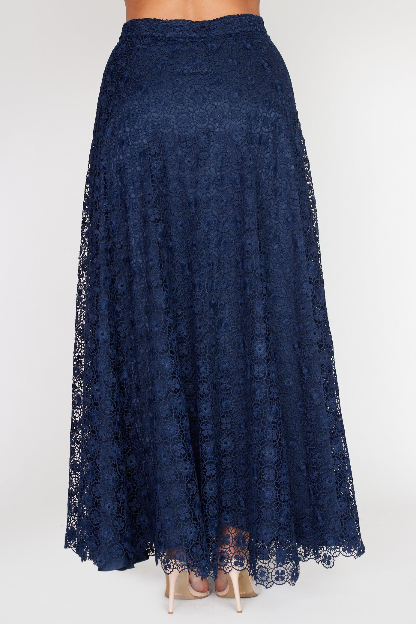 Navy Lace Circle Skirt