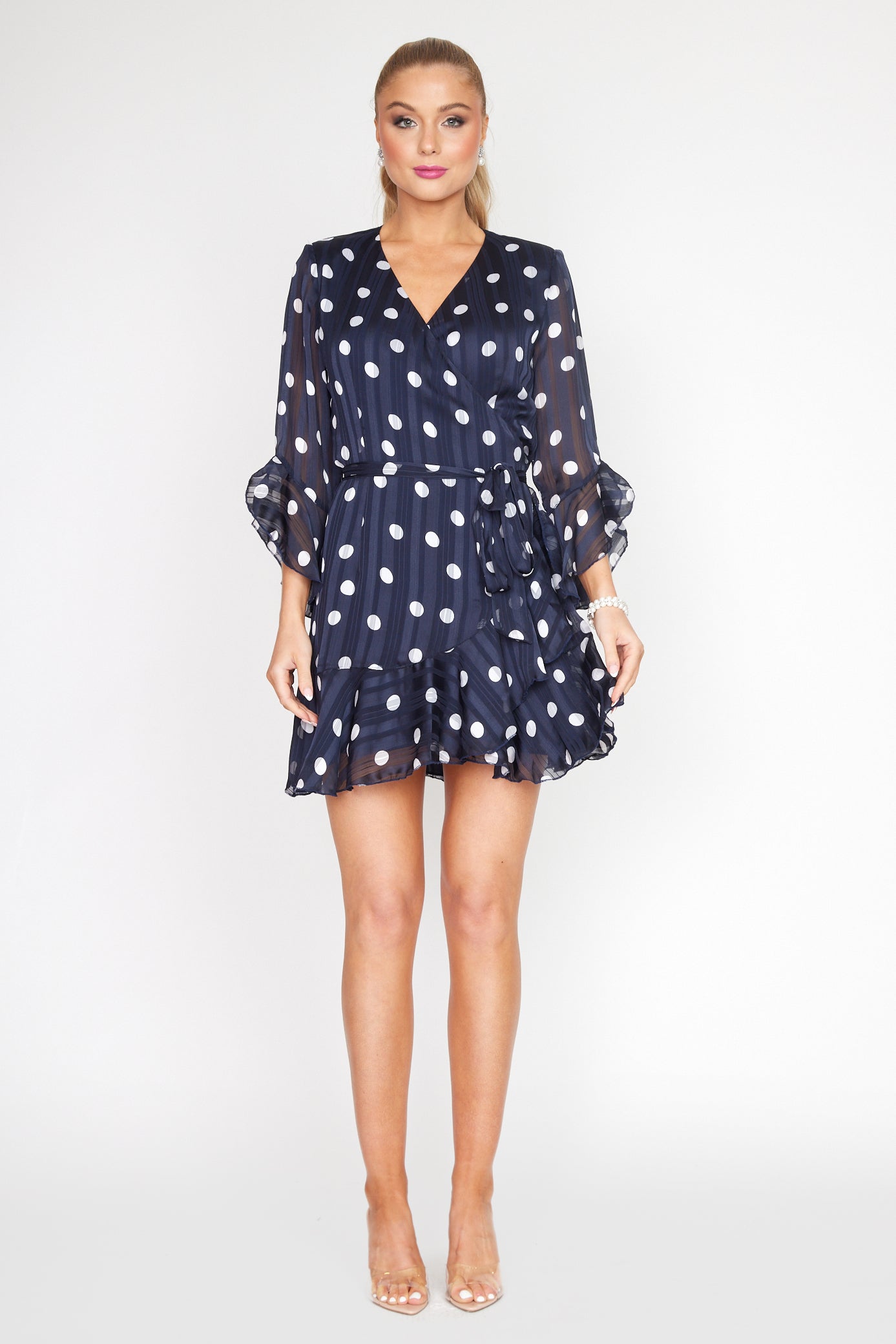 Nautical Polka Dot Wrap Dress (Short)