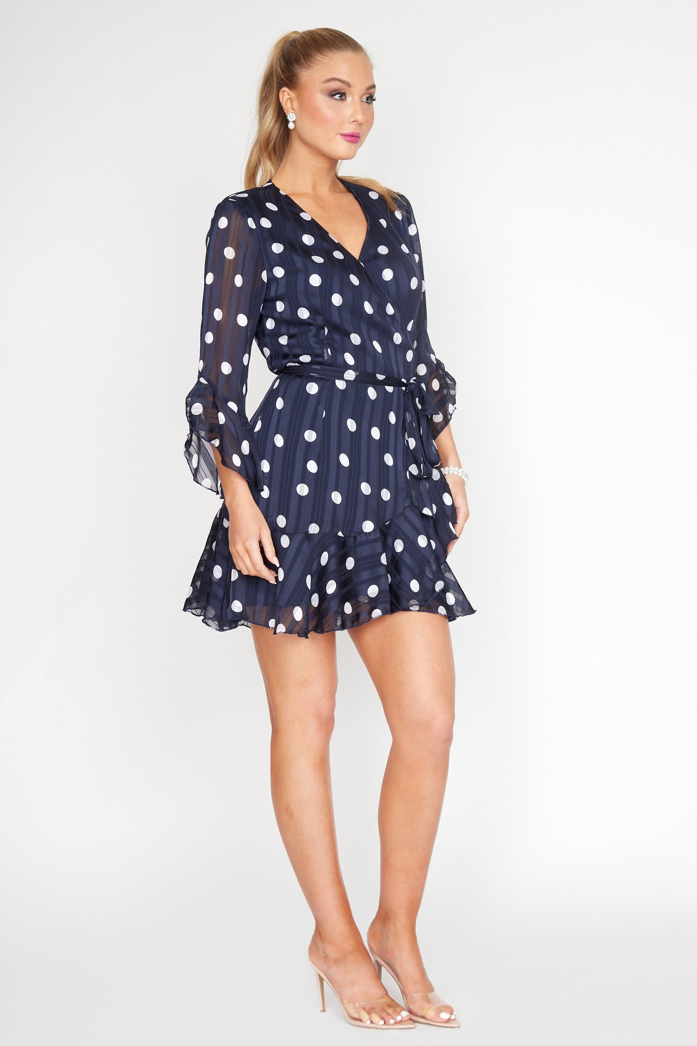 Nautical Polka Dot Wrap Dress (Short)