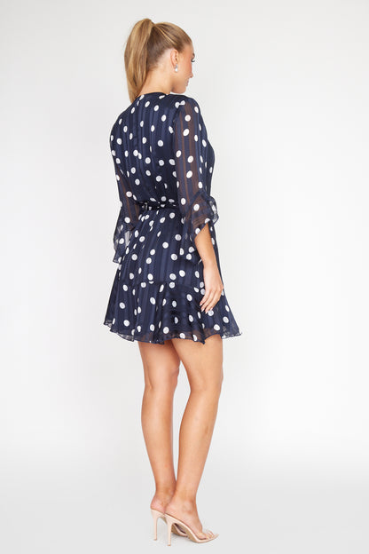 Nautical Polka Dot Wrap Dress (Short)