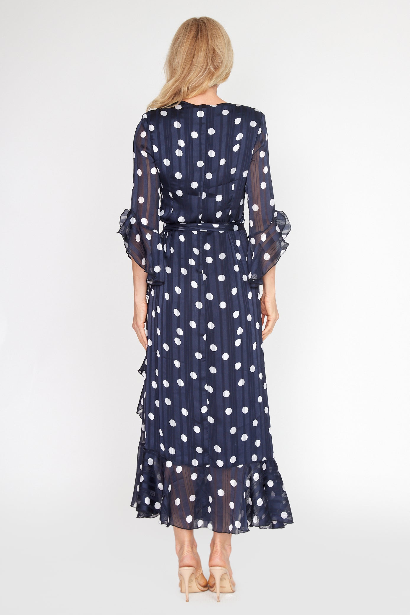 Nautical Polka Dot Wrap Dress (Long)