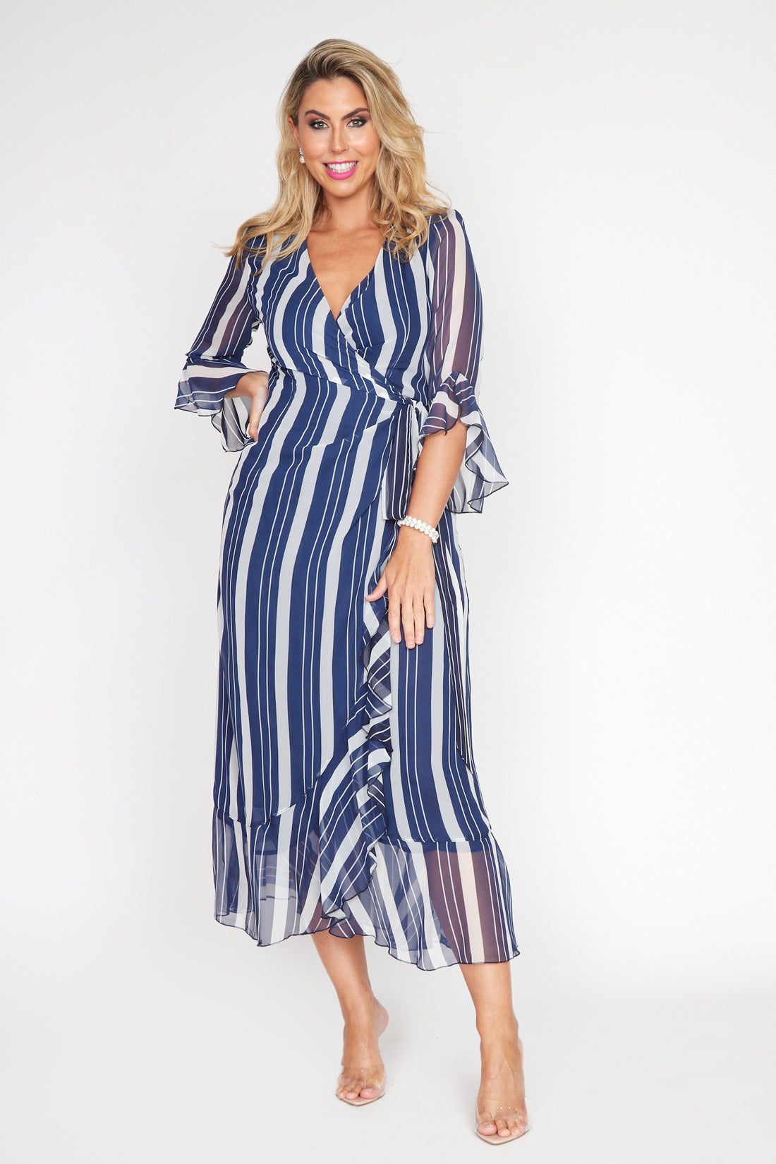 Nautical Stripe Wrap Dress