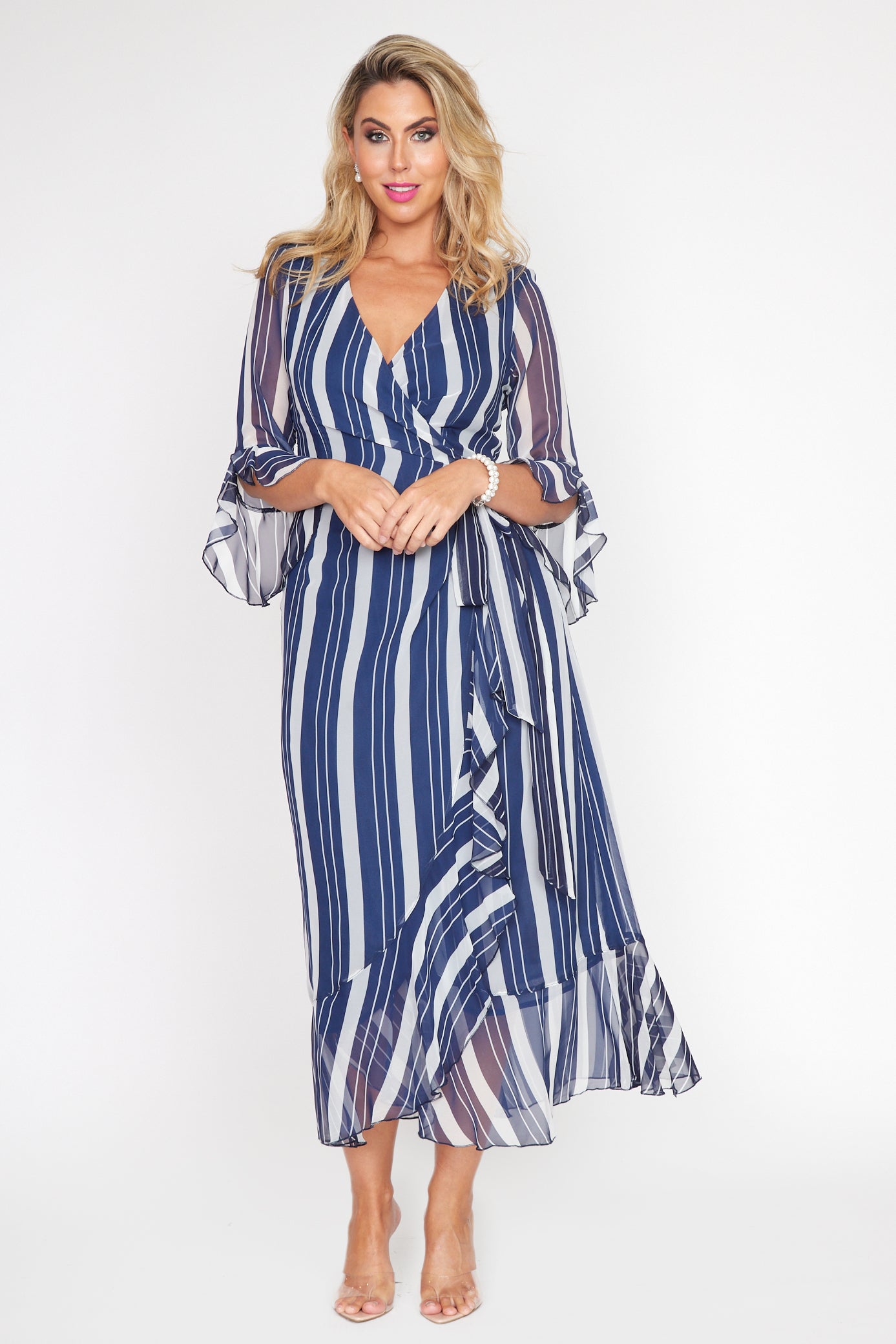 Nautical Stripe Wrap Dress