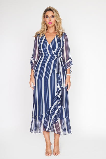 Nautical Stripe Wrap Dress