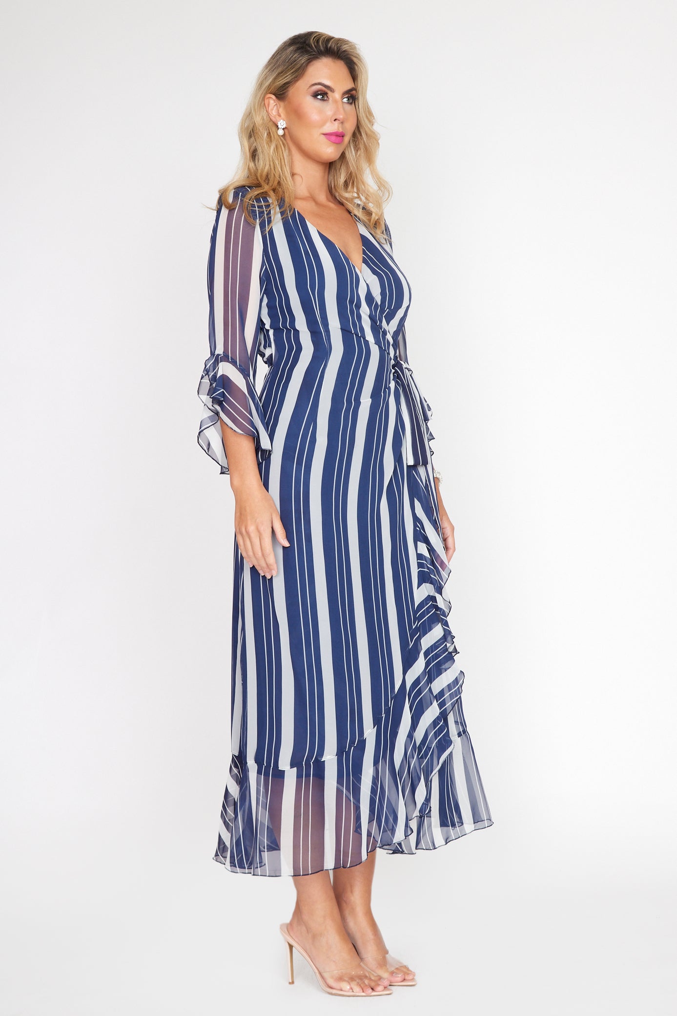 Nautical Stripe Wrap Dress