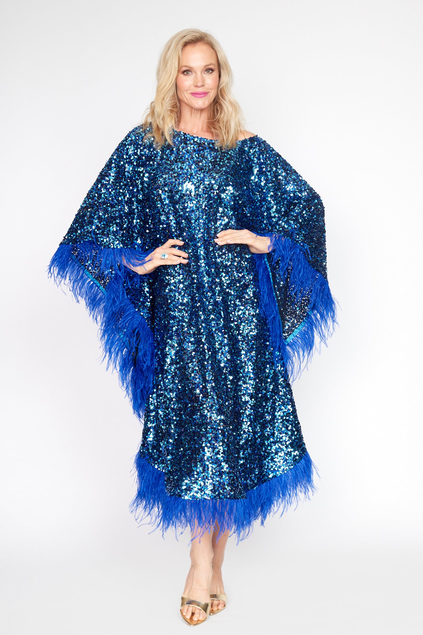 Royale Sequin Feather Kaftan