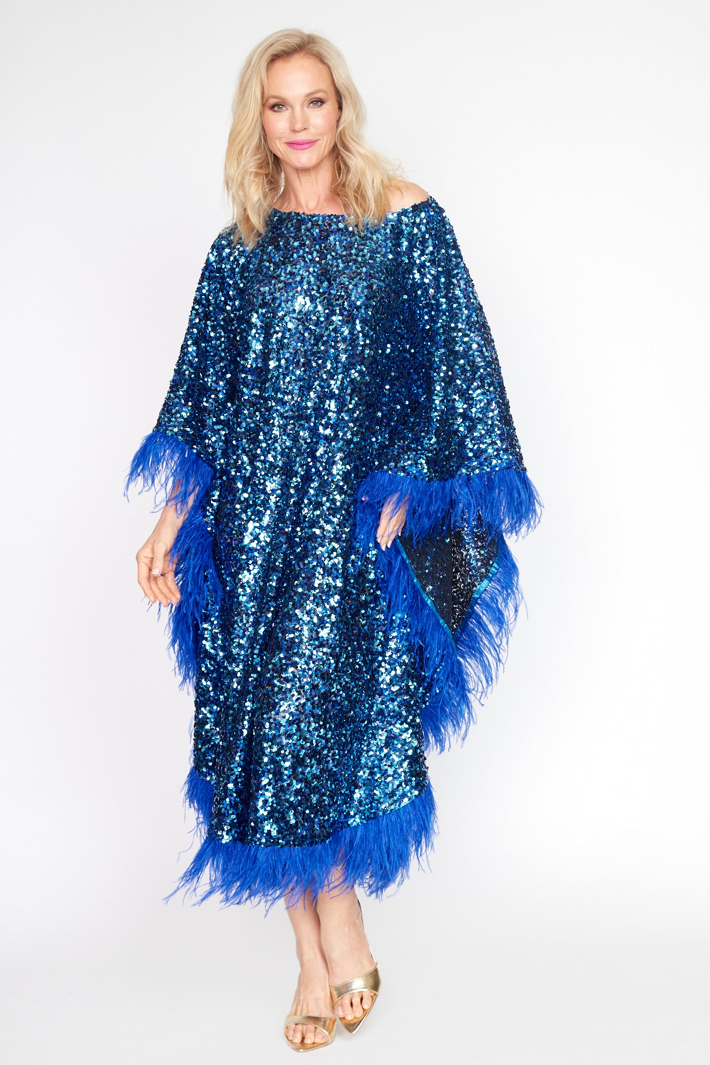 Royale Sequin Feather Kaftan