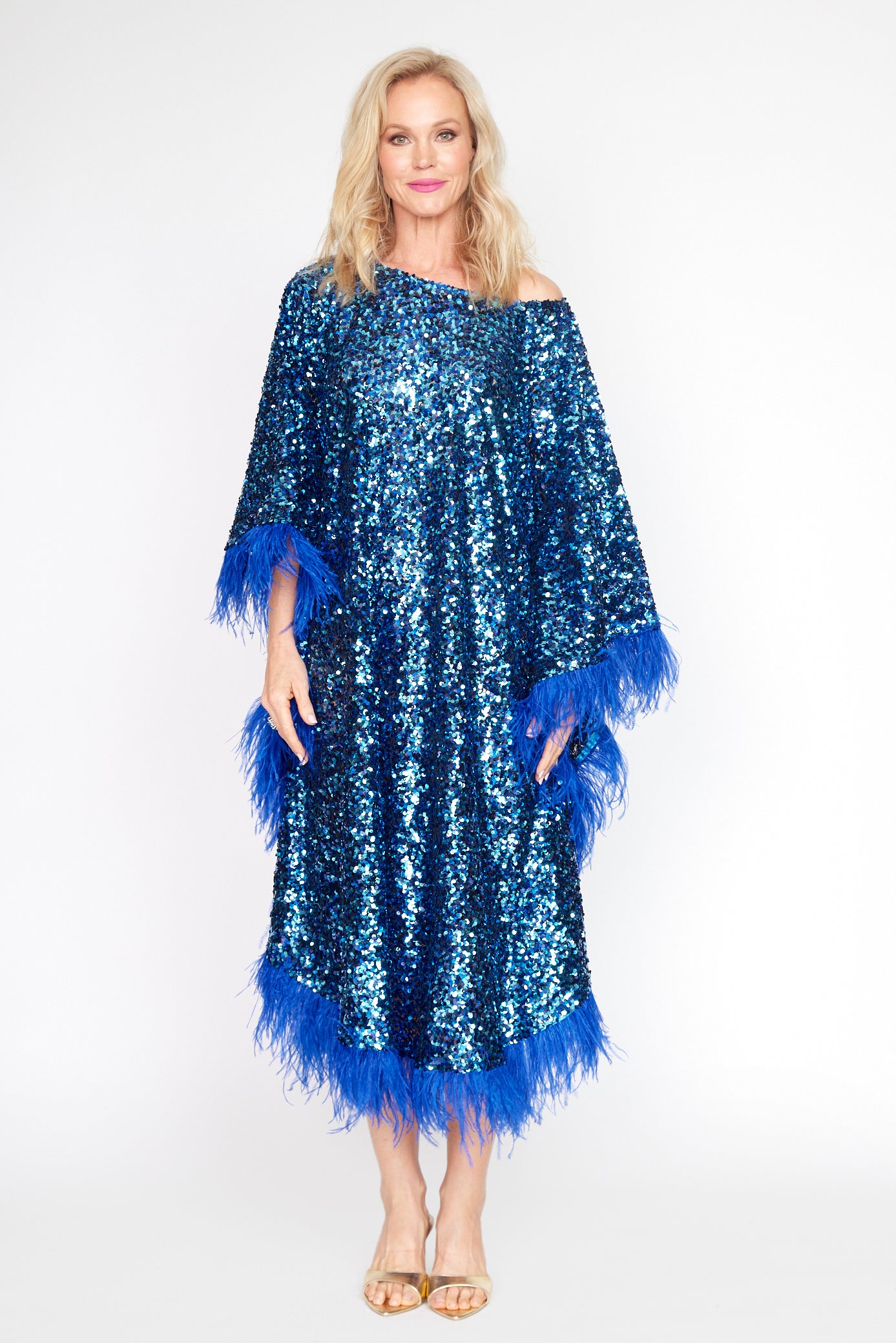 Royale Sequin Feather Kaftan