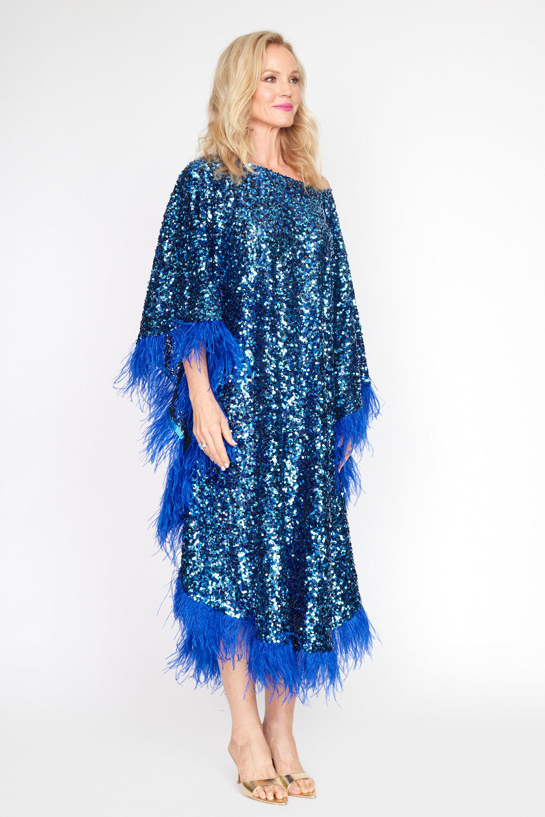 Royale Sequin Feather Kaftan