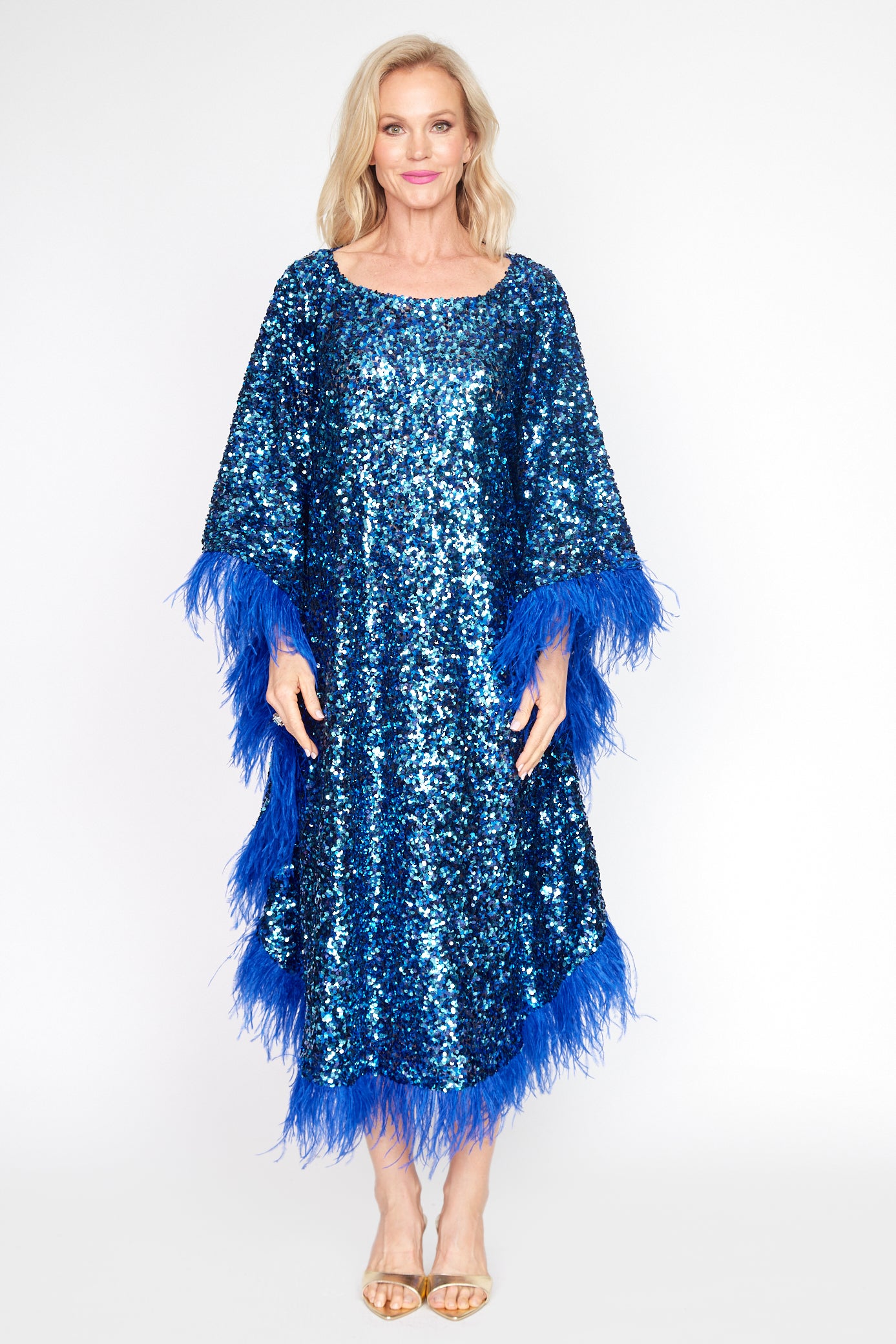 Royale Sequin Feather Kaftan