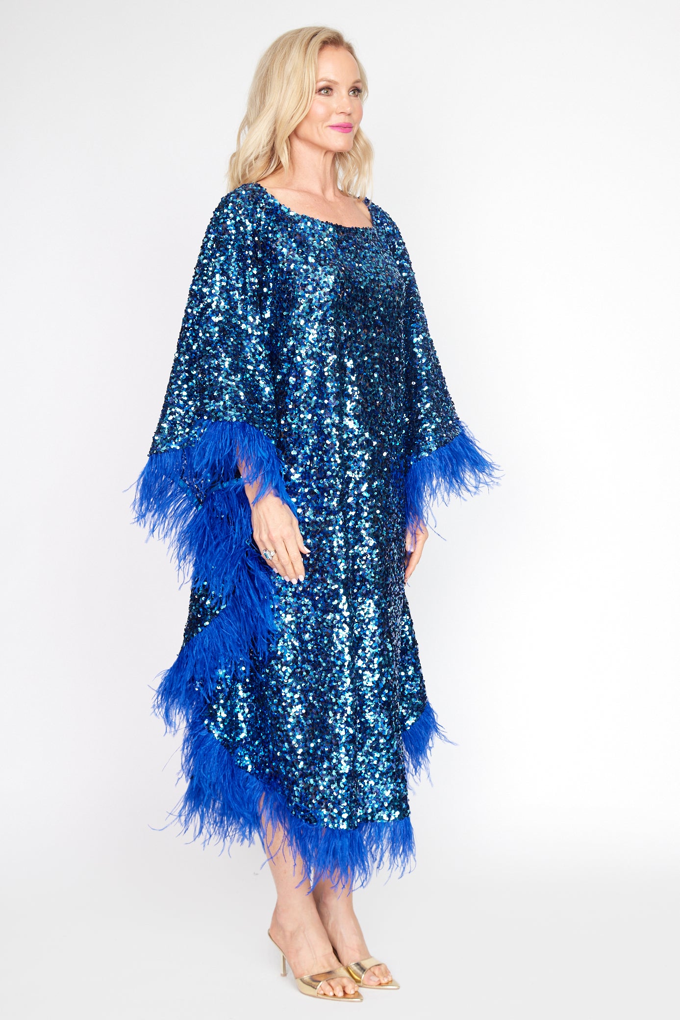 Royale Sequin Feather Kaftan