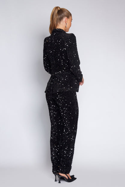 Black Velvet Sequin Classic Jacket