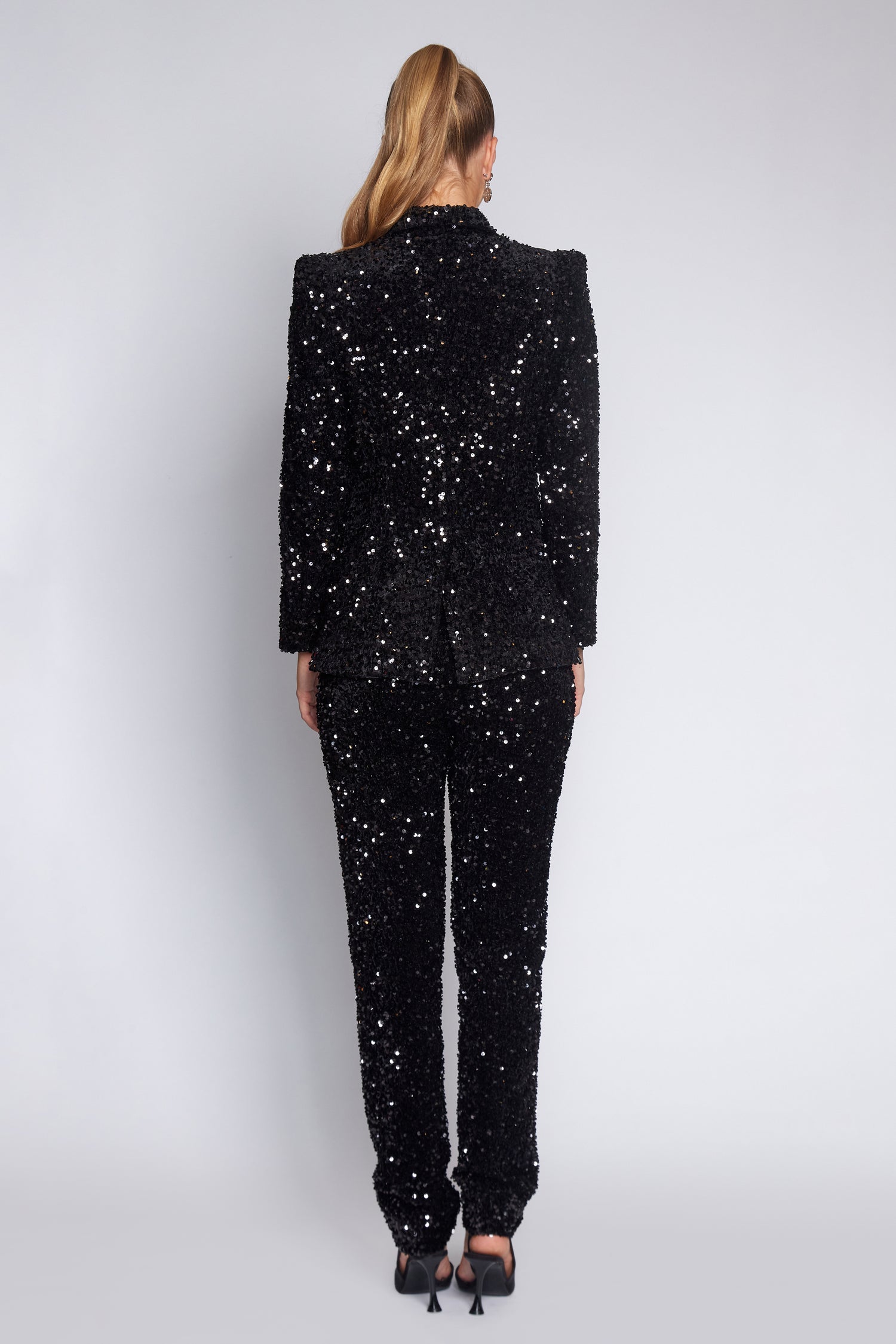 Black Velvet Sequin Classic Jacket