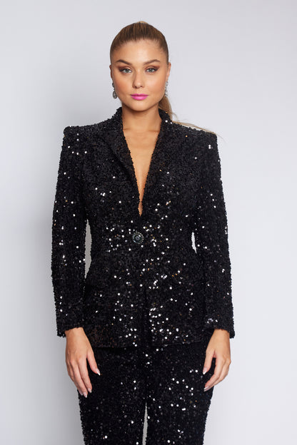 Black Velvet Sequin Classic Jacket