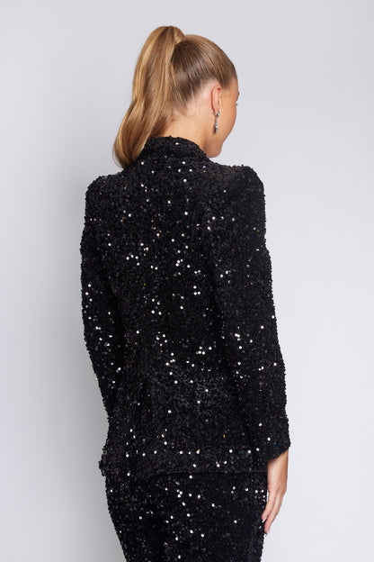 Black Velvet Sequin Classic Jacket