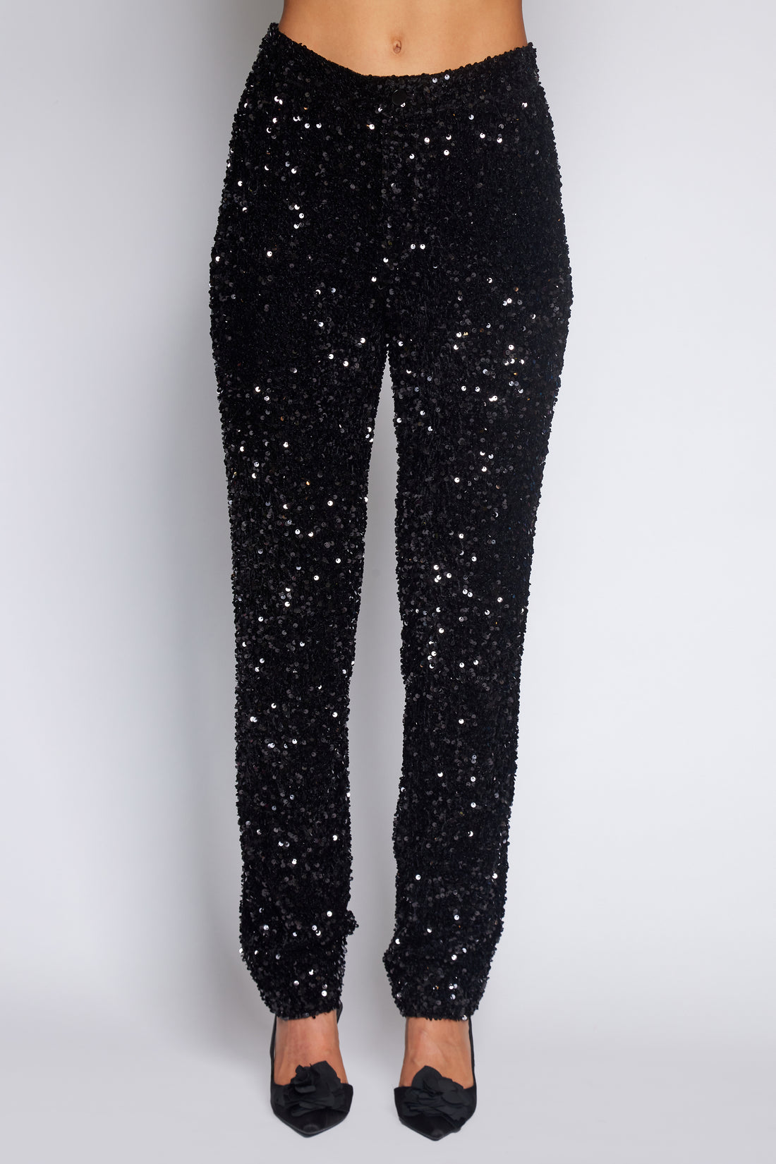 Black Velvet Sequin Classic Pant