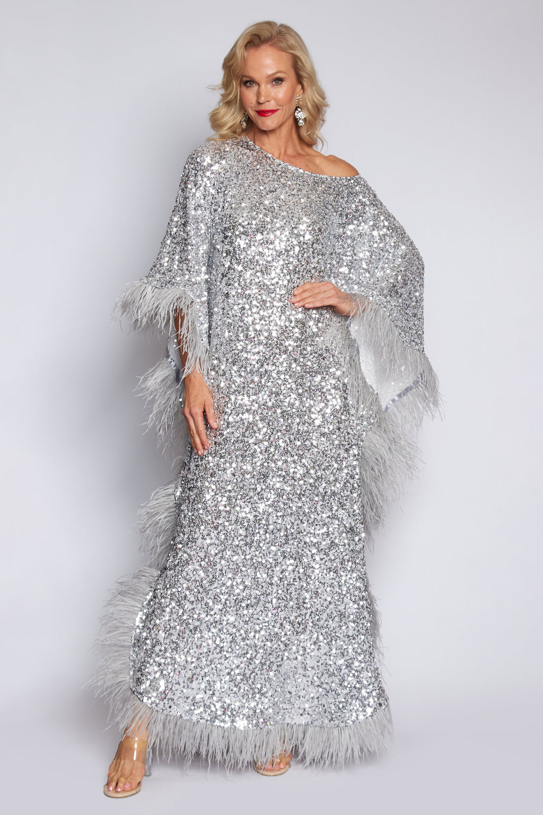 Sequin and Feather Kaftan