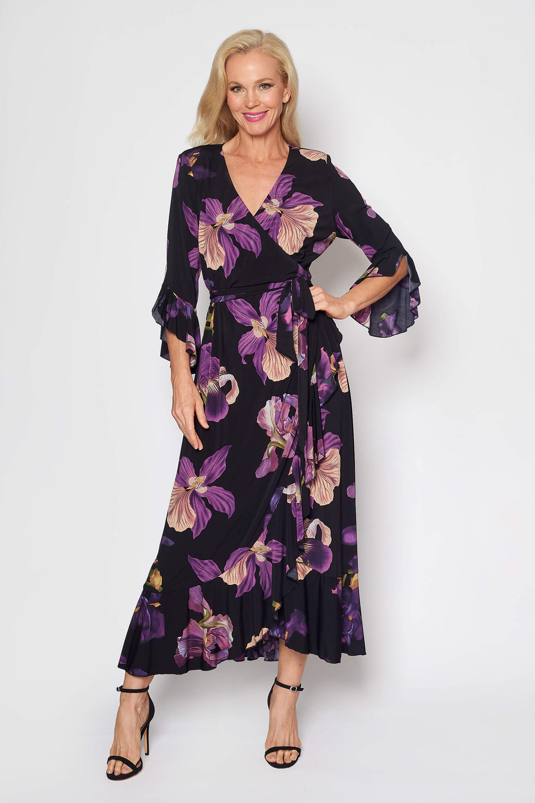 Jersey Wrap Dress (Purple Floral)