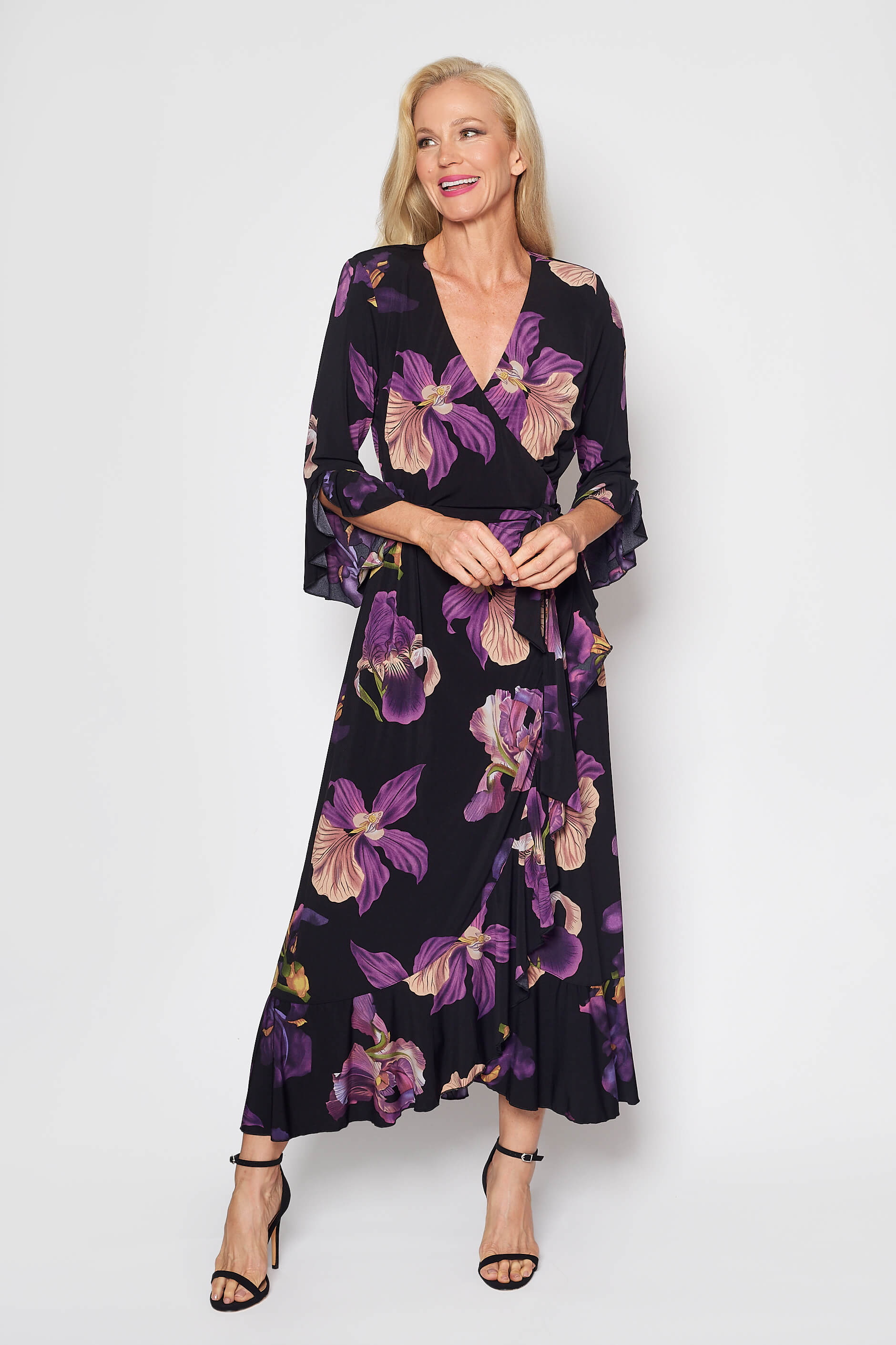 Jersey Wrap Dress (Purple Floral)
