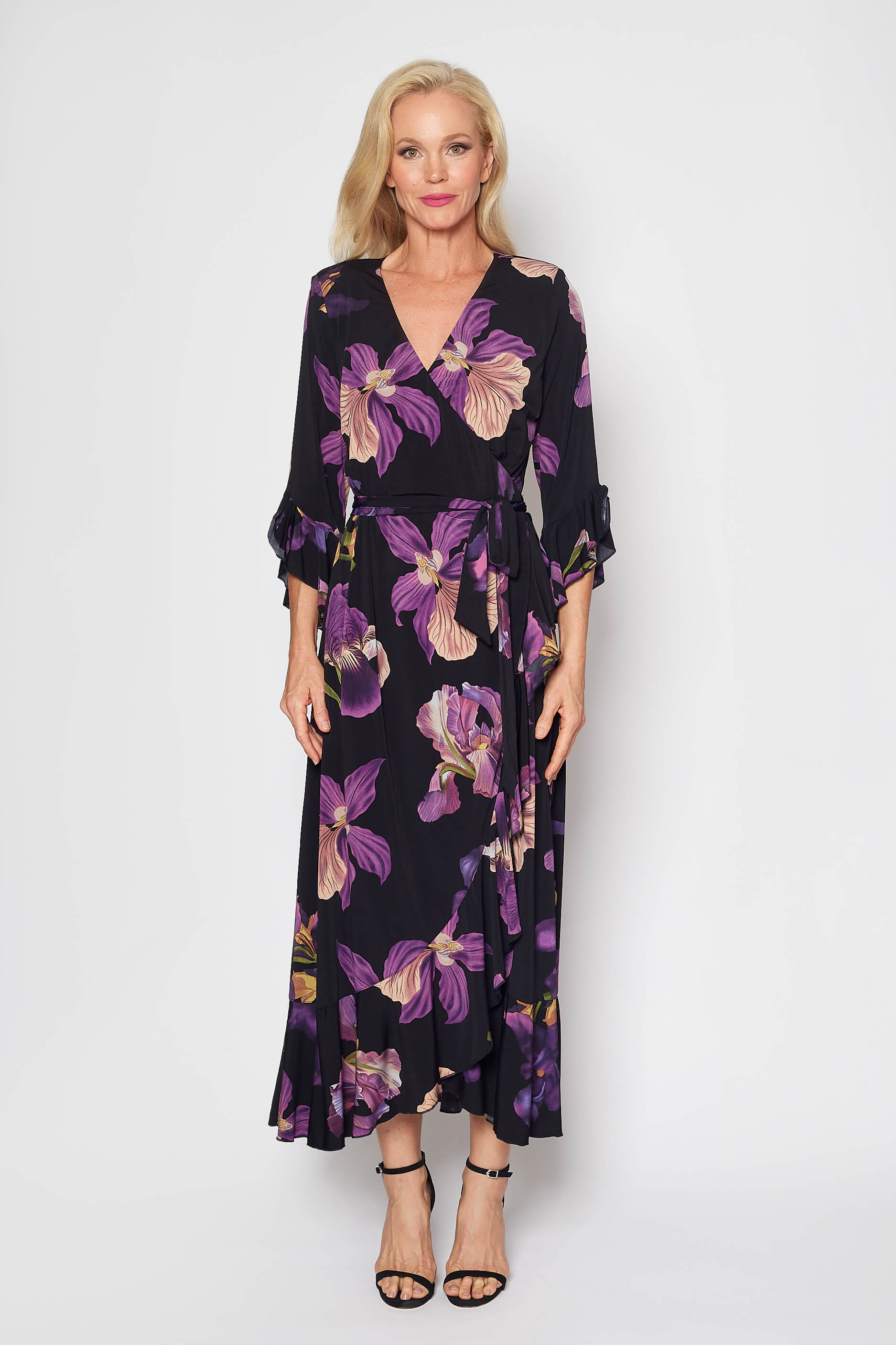 Jersey Wrap Dress (Purple Floral)